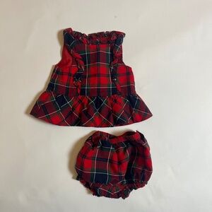 Janie and Jack 0-3M Holiday with matching bloomers